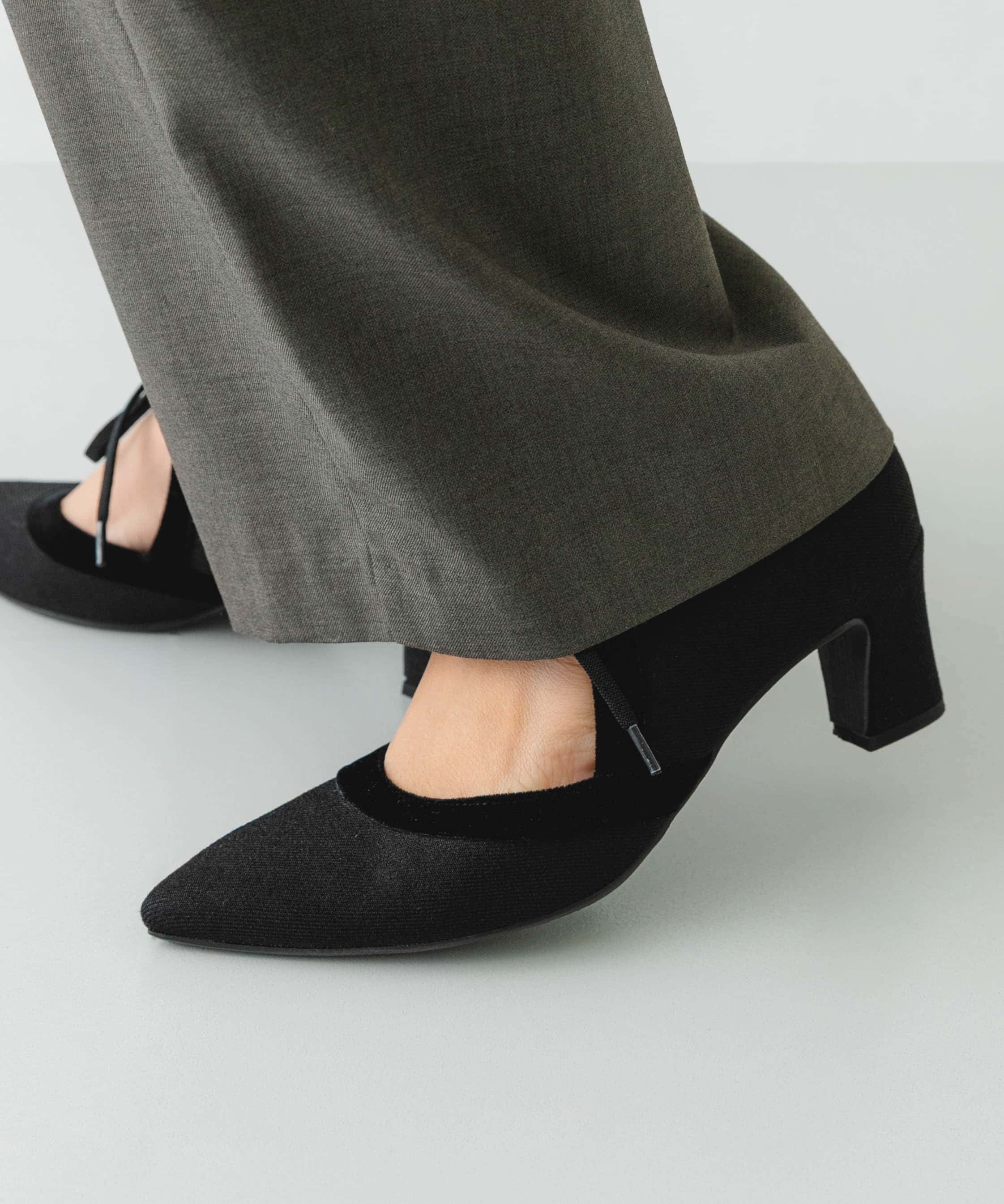 『MADE IN JAPAN』チャンキーヒールリボンパンプス BLKxBLK 36