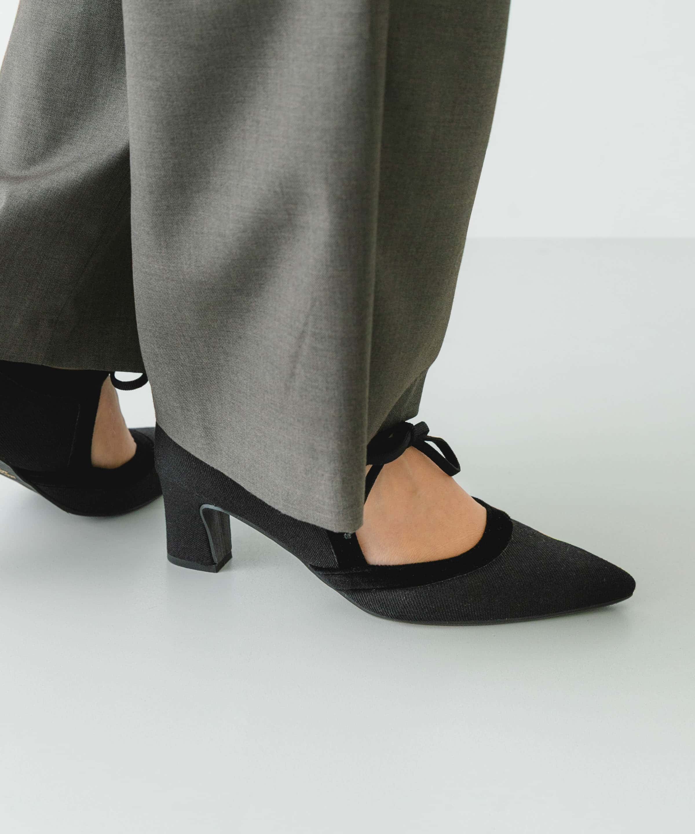 『MADE IN JAPAN』チャンキーヒールリボンパンプス BLKxBLK 36