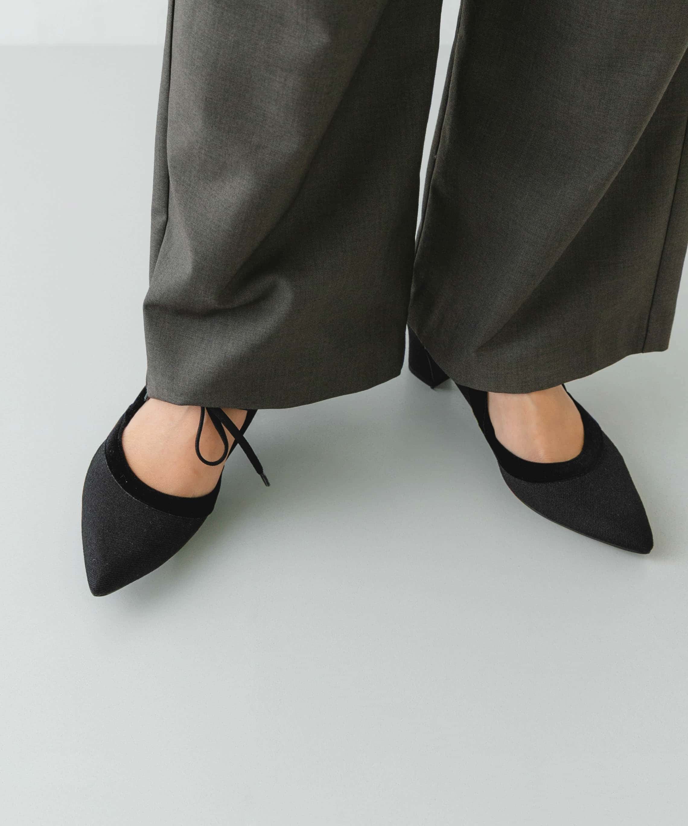 『MADE IN JAPAN』チャンキーヒールリボンパンプス BLKxBLK 36