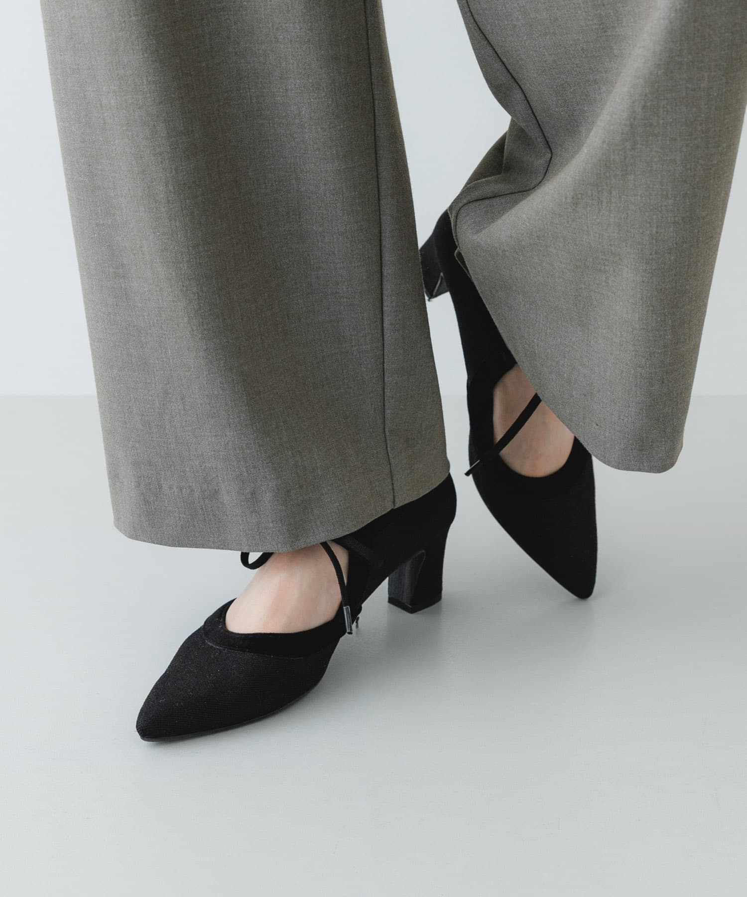 『MADE IN JAPAN』チャンキーヒールリボンパンプス BLKxBLK 36