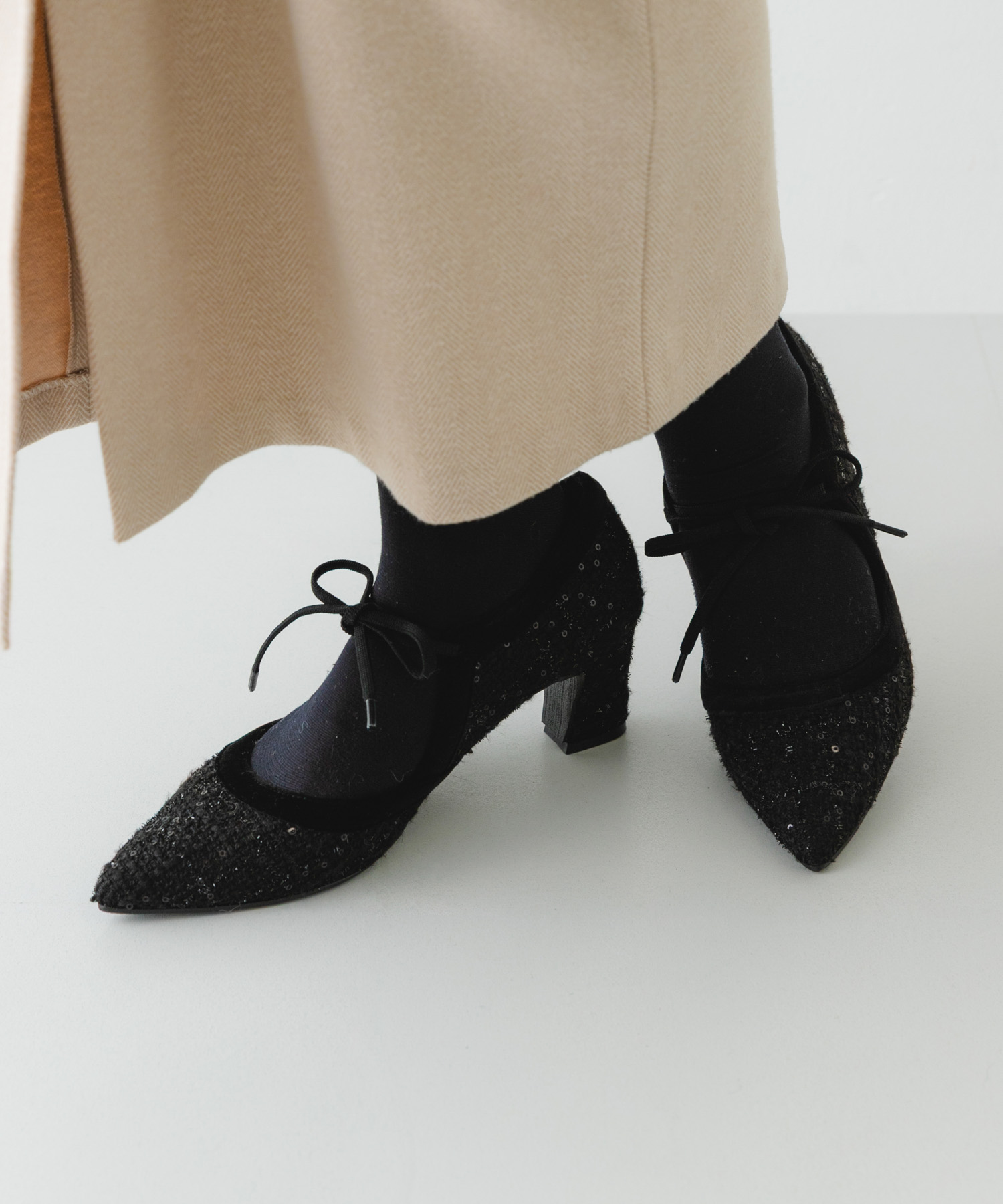 『MADE IN JAPAN』チャンキーヒールリボンパンプス