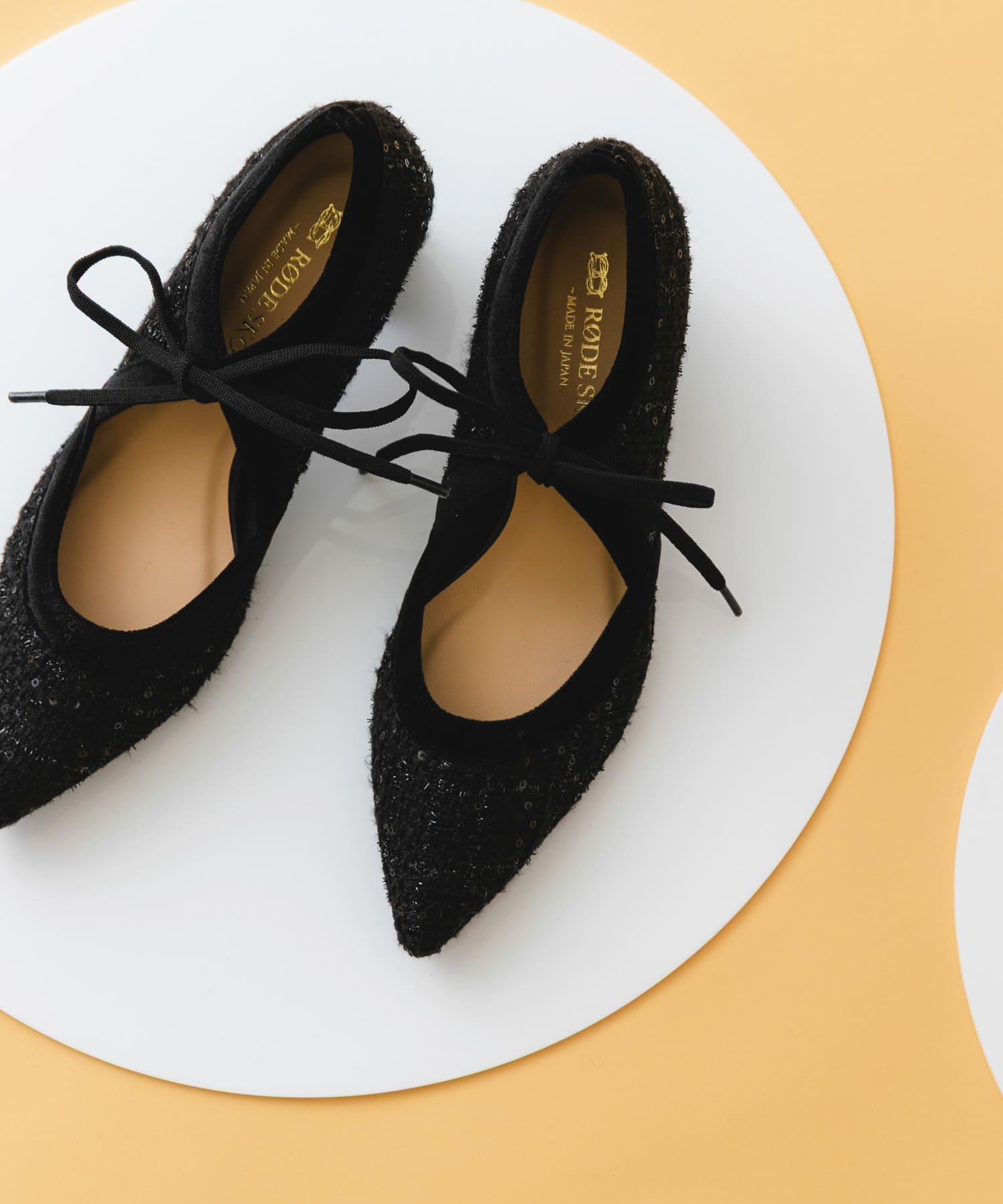 『MADE IN JAPAN』チャンキーヒールリボンパンプス BLK TWEED 36