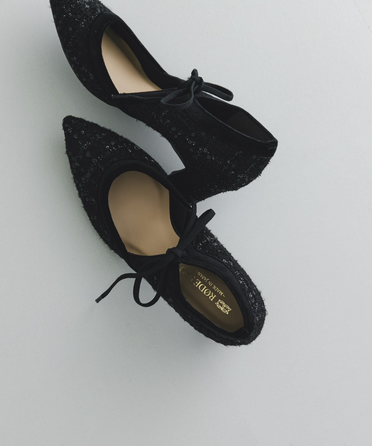 『MADE IN JAPAN』チャンキーヒールリボンパンプス BLK TWEED 36