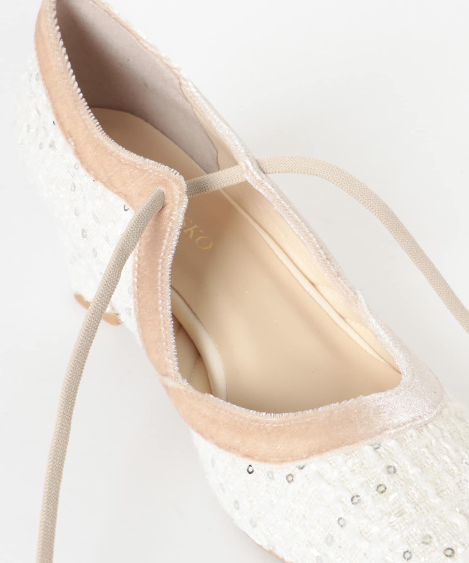 『MADE IN JAPAN』チャンキーヒールリボンパンプス OFF TWEED 36