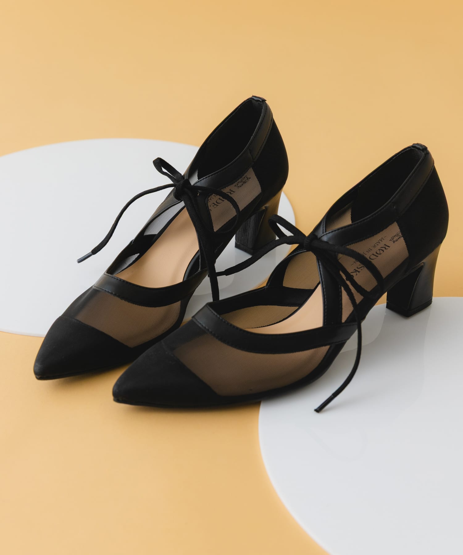 『MADE IN JAPAN』チャンキーヒールリボンパンプス BLKシアー 37
