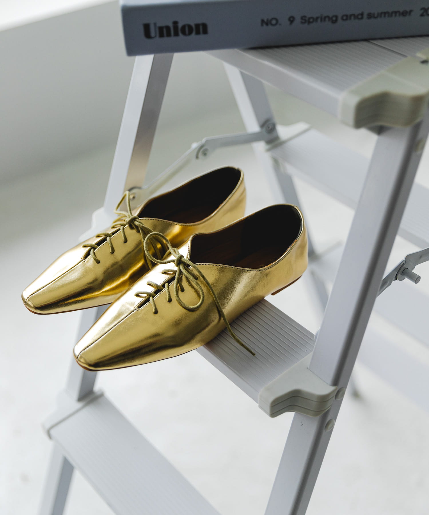 レースアップフラットシューズ GOLD 36