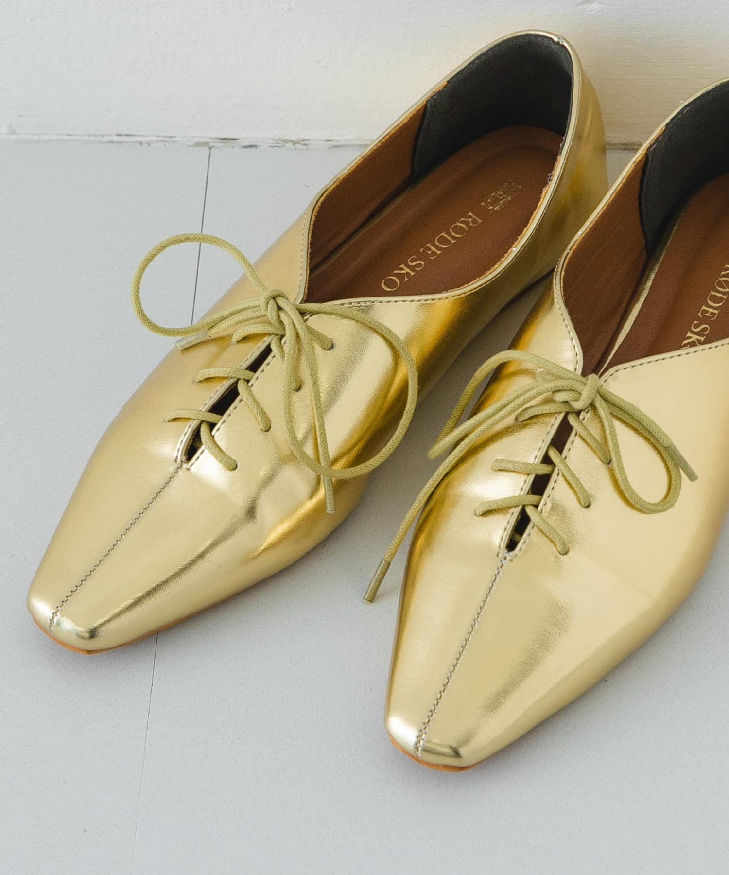 レースアップフラットシューズ GOLD 36