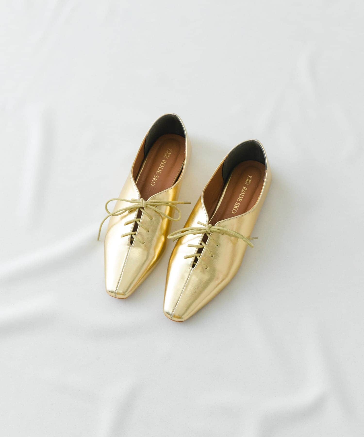 レースアップフラットシューズ GOLD 37