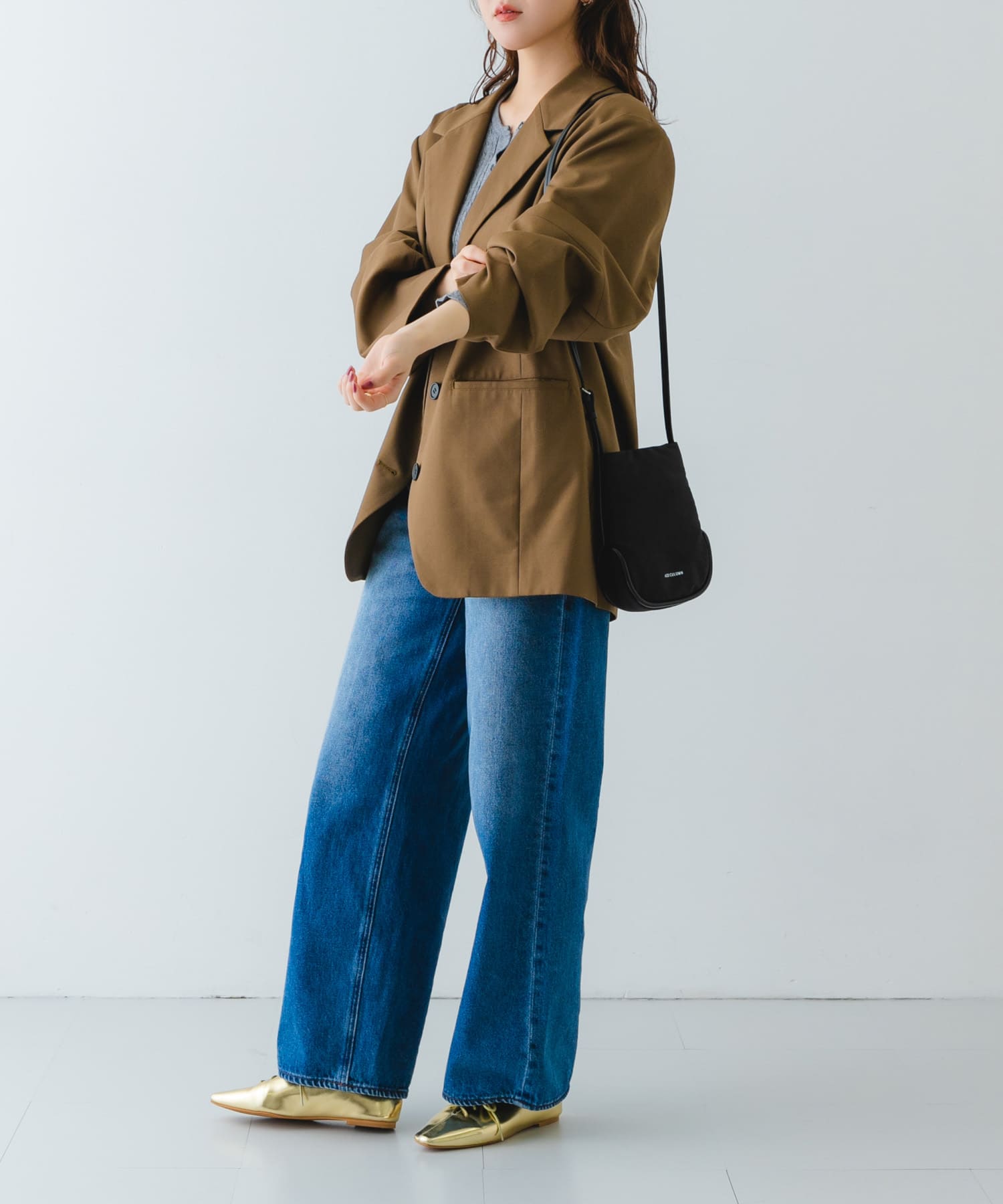 レースアップフラットシューズ GOLD 37