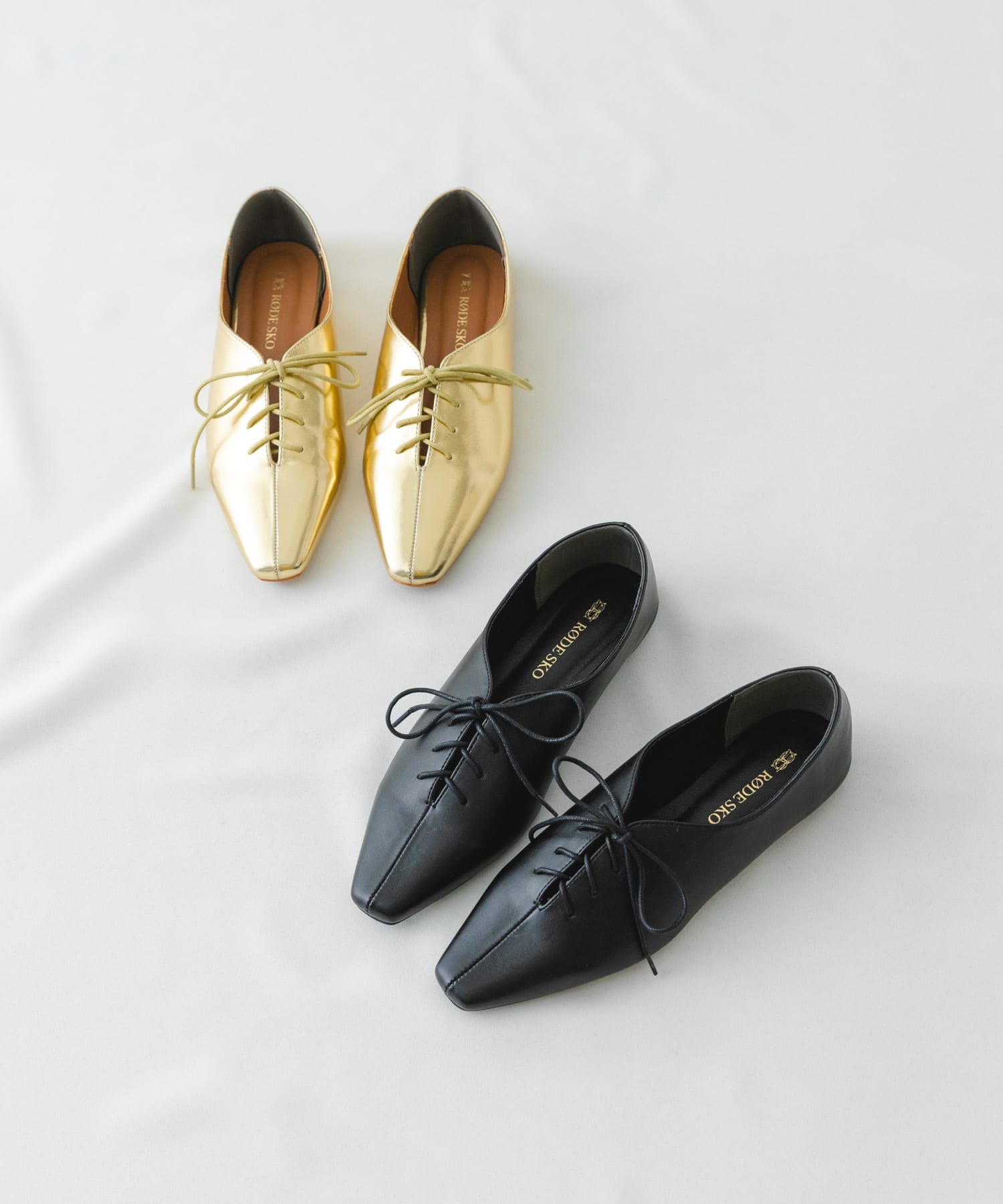 レースアップフラットシューズ GOLD 37