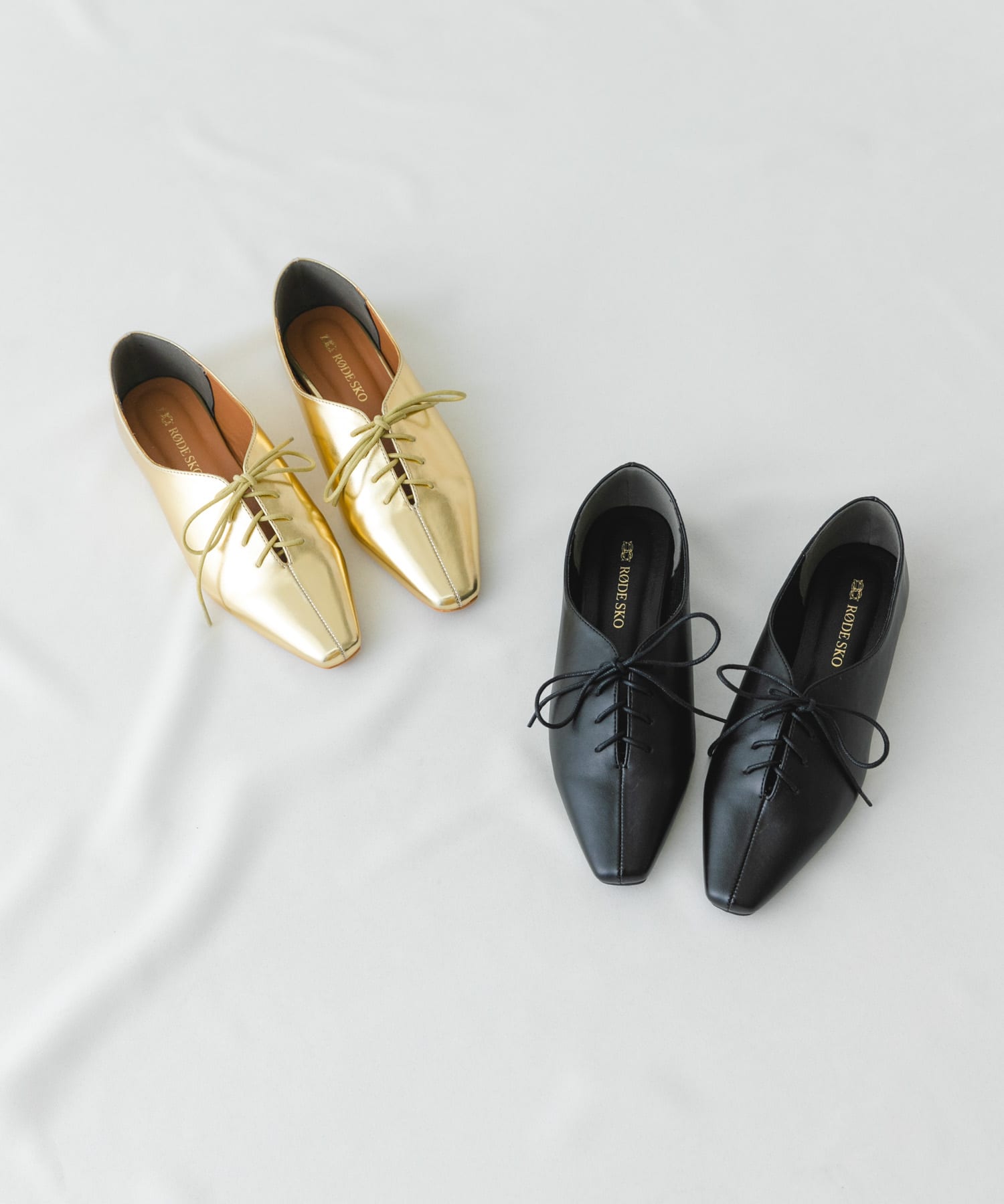 レースアップフラットシューズ GOLD 37