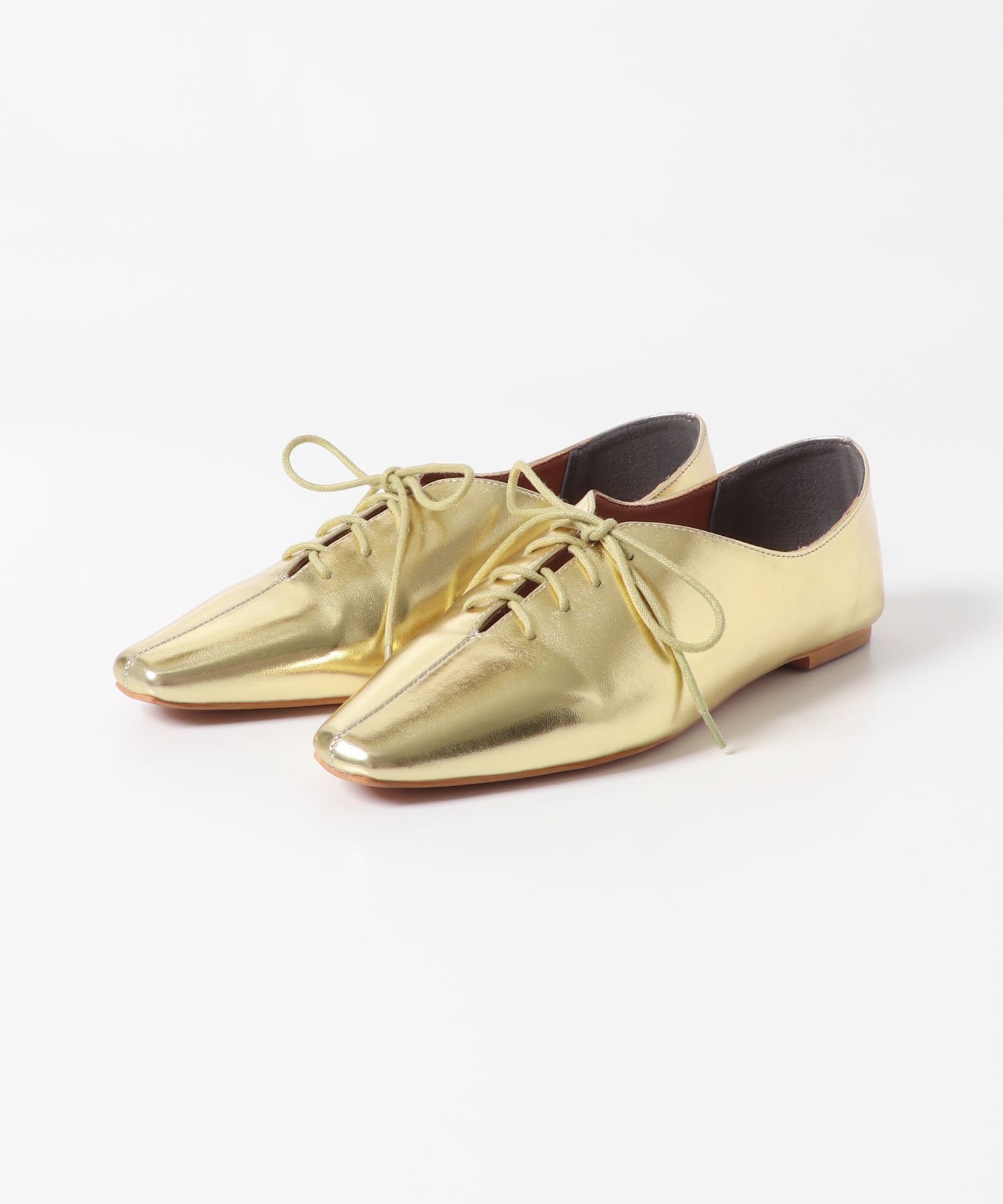 レースアップフラットシューズ GOLD 36