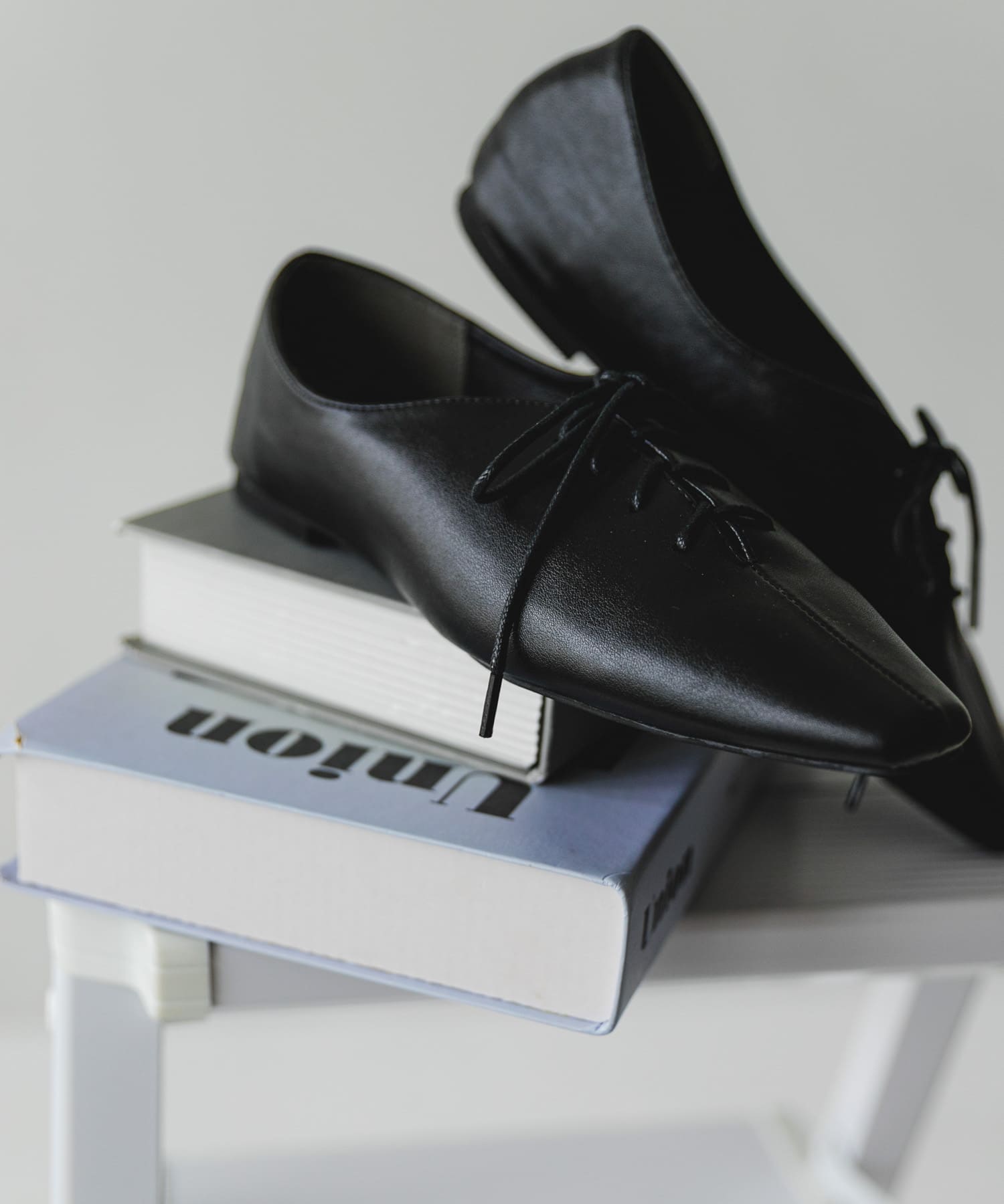 レースアップフラットシューズ BLACK 36