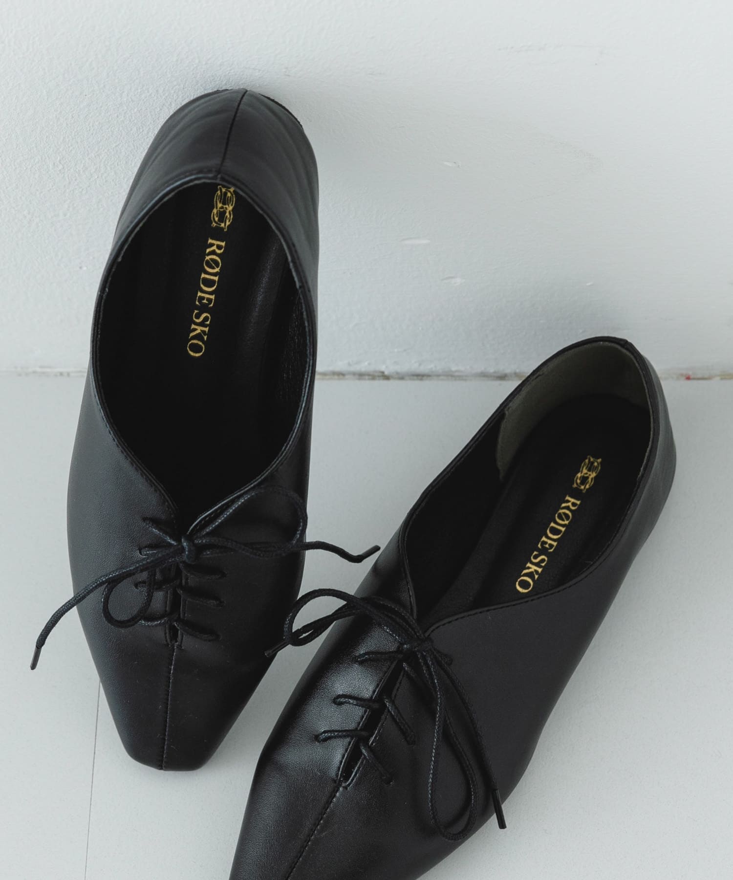 レースアップフラットシューズ BLACK 36