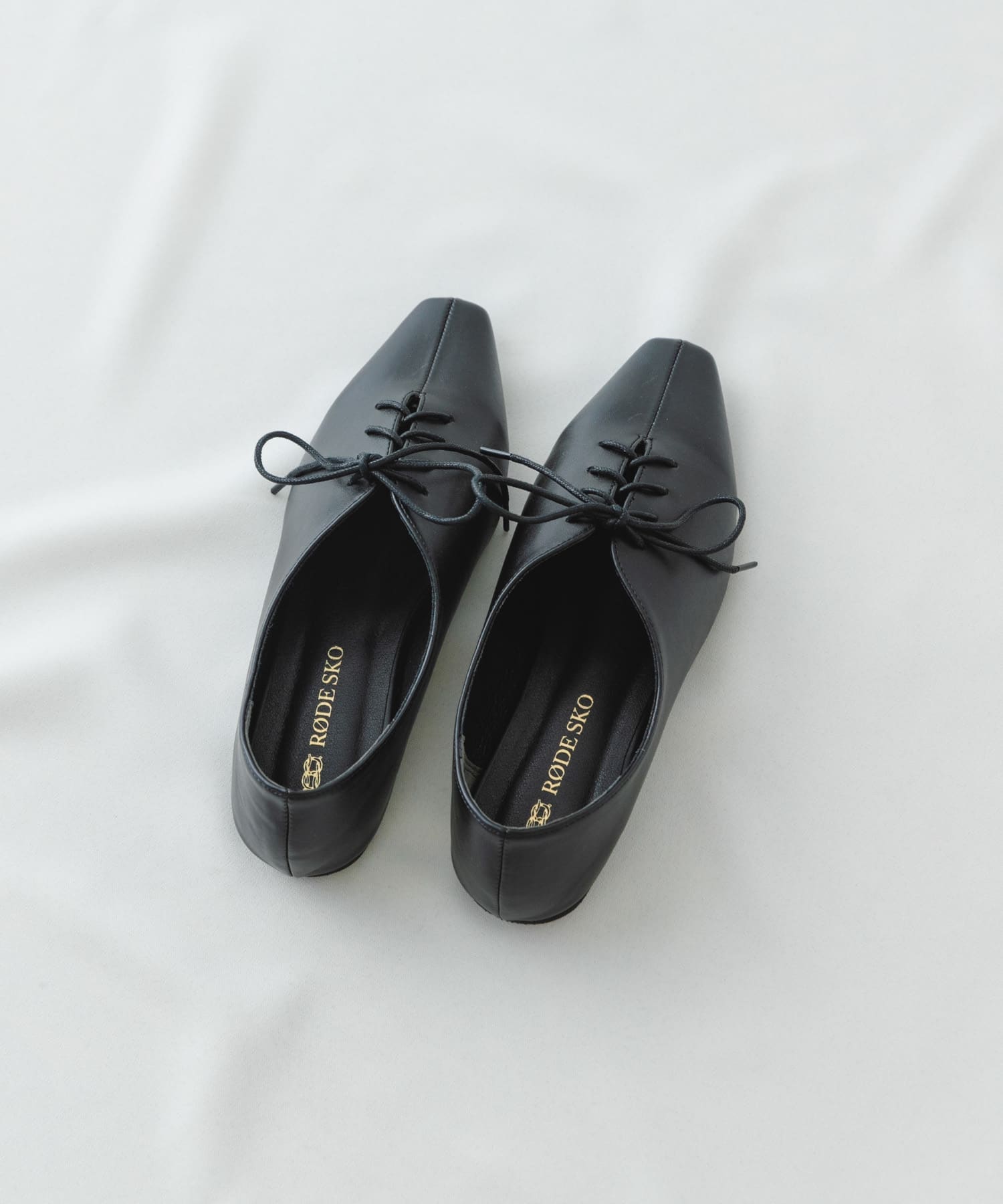 レースアップフラットシューズ BLACK 36