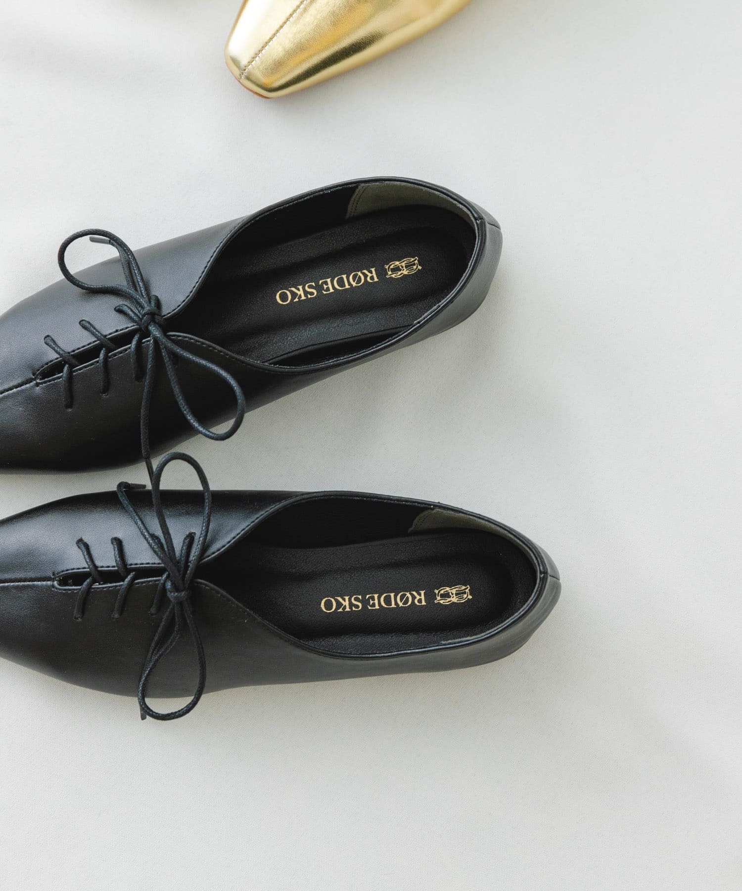 レースアップフラットシューズ BLACK 37