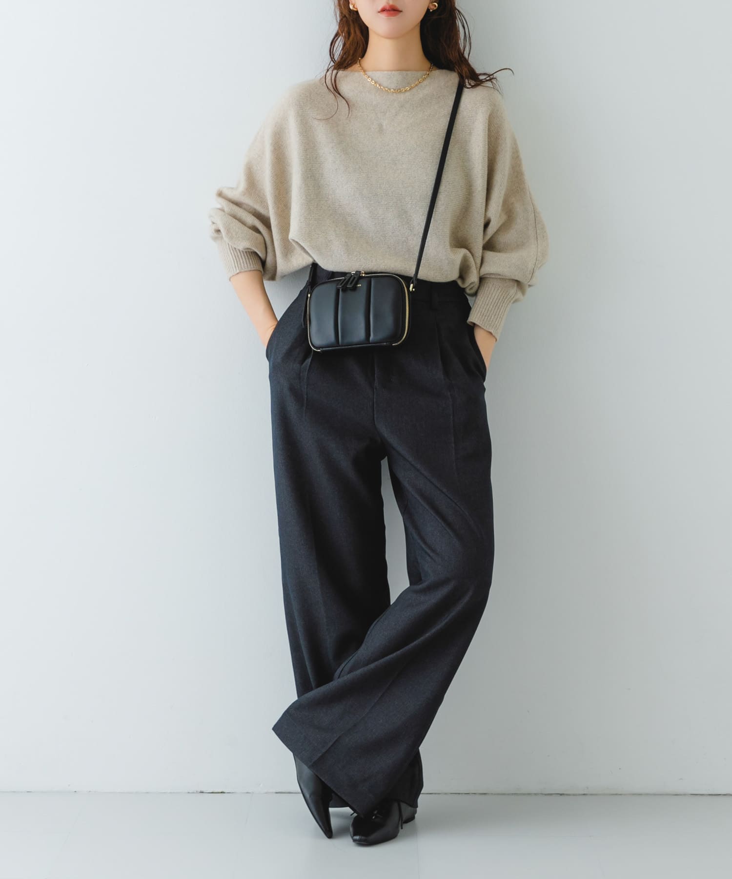 レースアップフラットシューズ BLACK 37