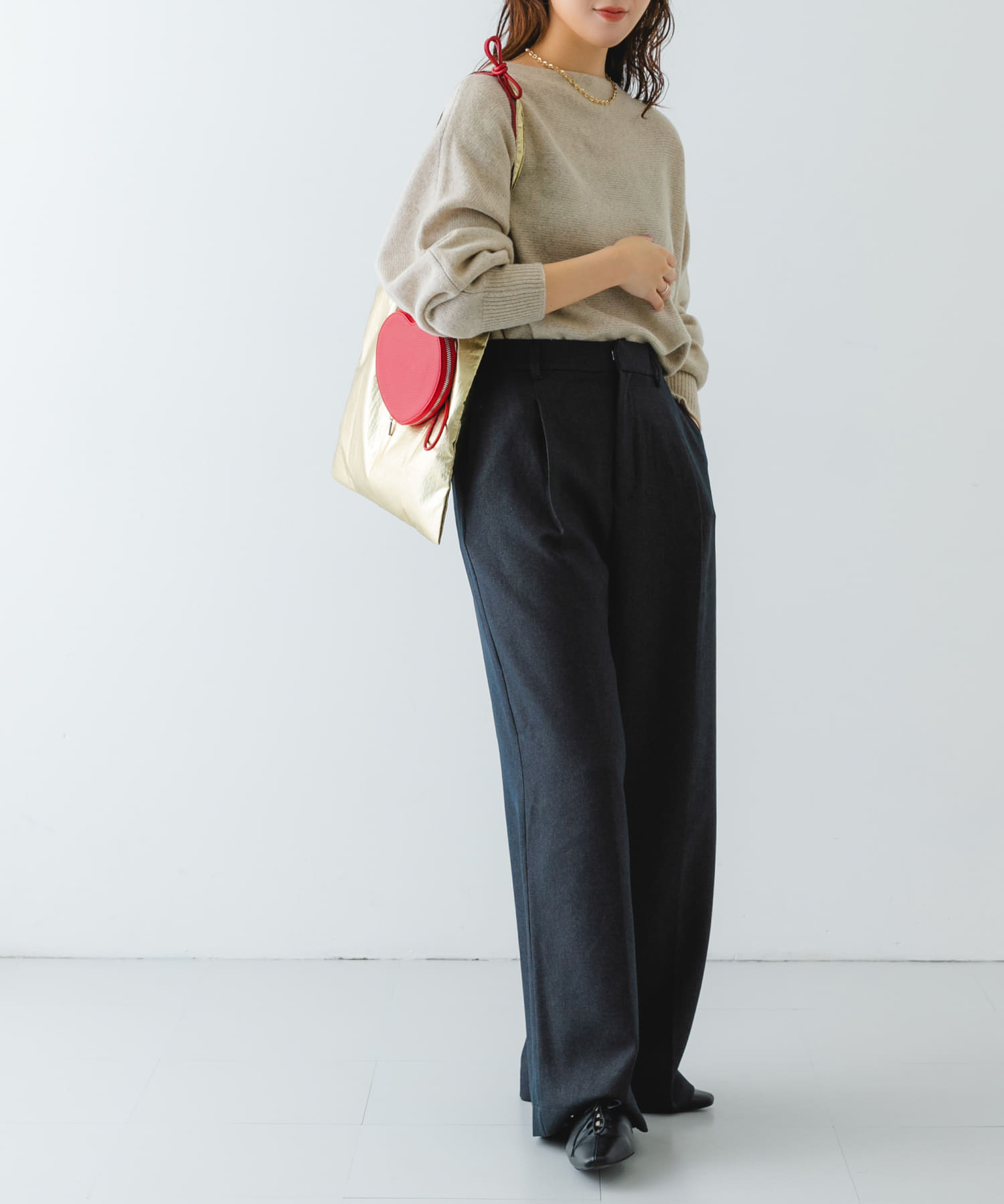 レースアップフラットシューズ BLACK 37