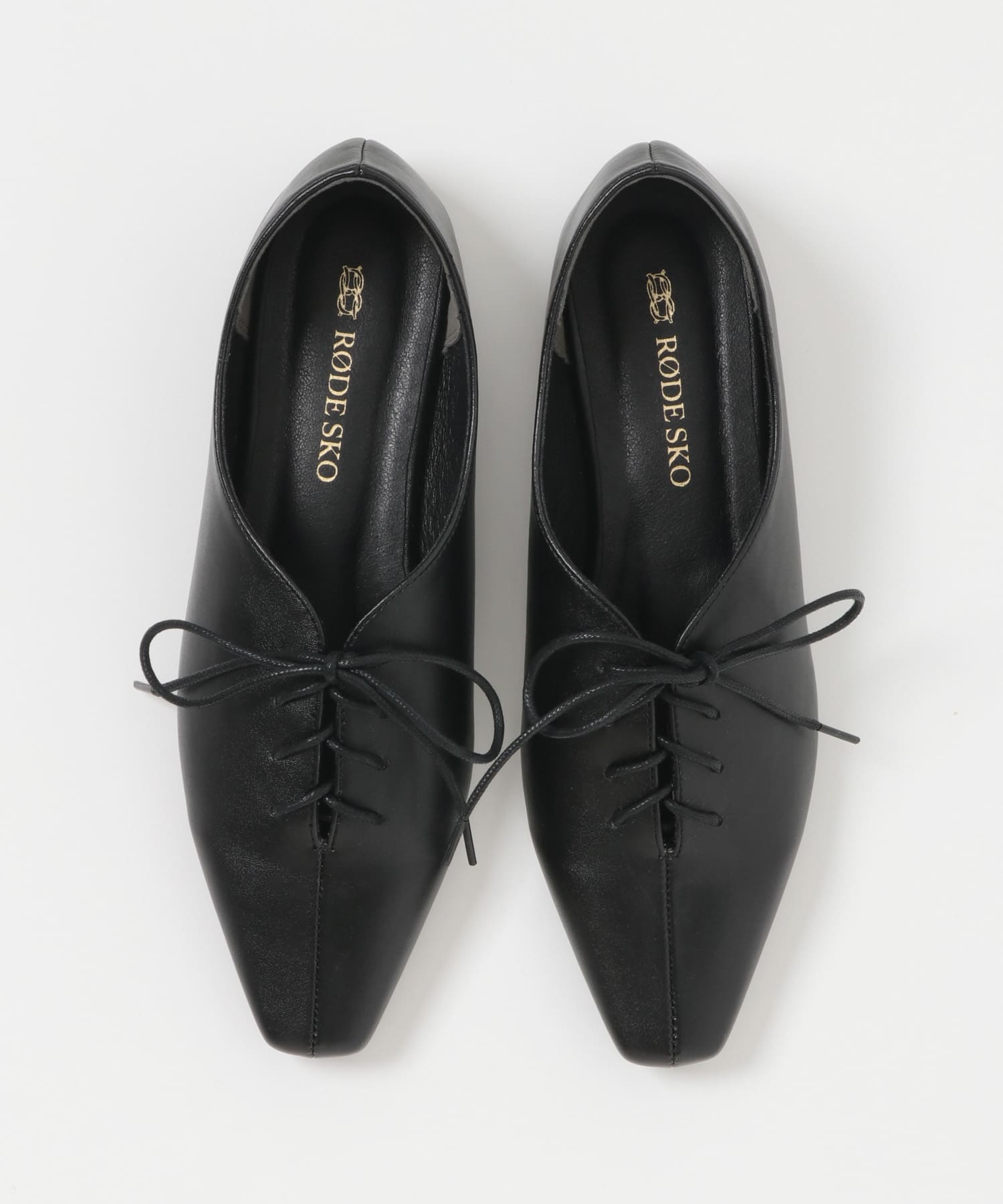 レースアップフラットシューズ BLACK 36