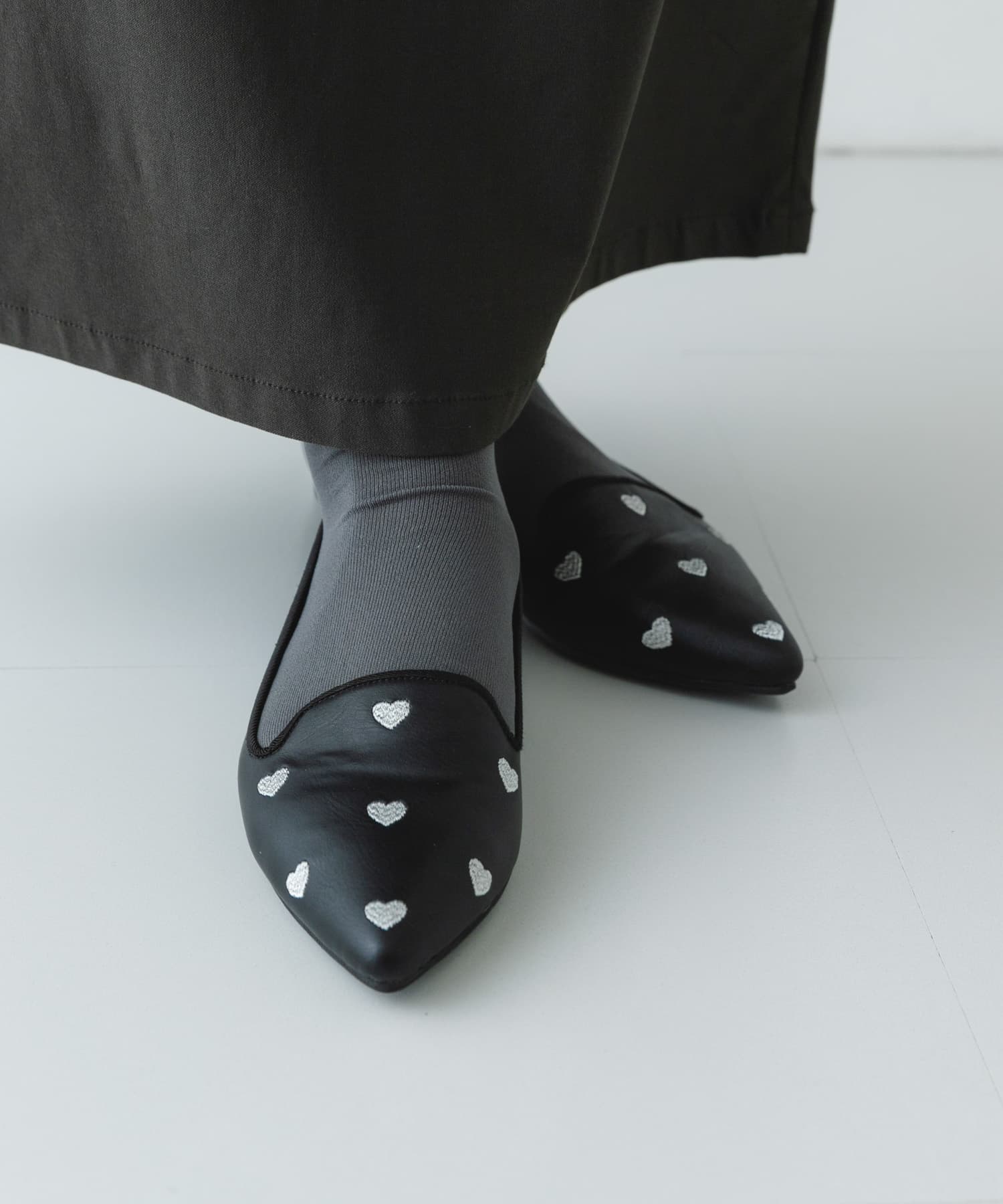 ハートフラットシューズ BLACK 37