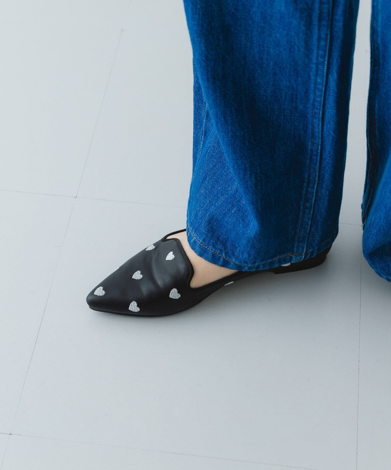 ハートフラットシューズ BLACK 38