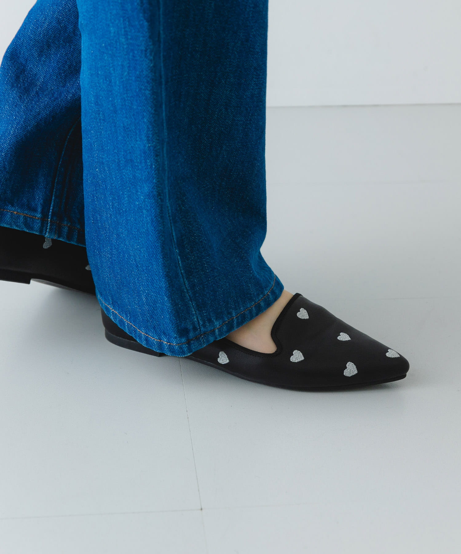 ハートフラットシューズ BLACK 36