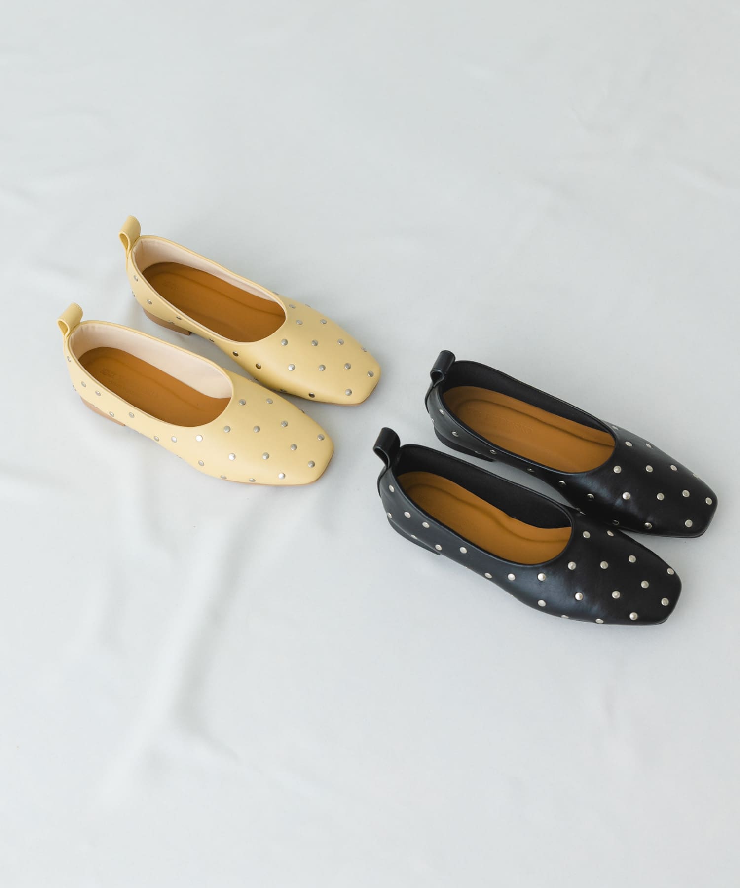 スタッズフラットシューズ EGG BEIGE 38