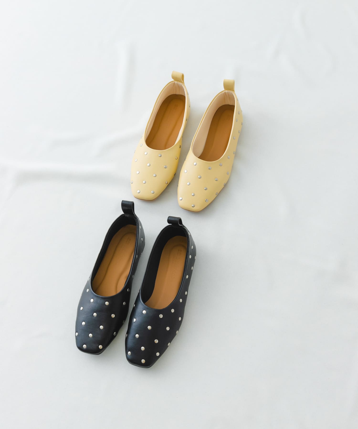 スタッズフラットシューズ EGG BEIGE 38
