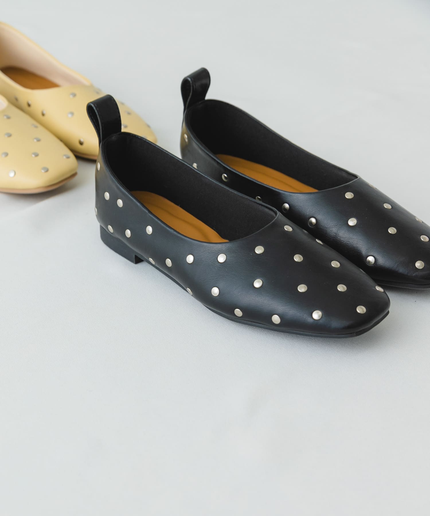 スタッズフラットシューズ BLACK 36