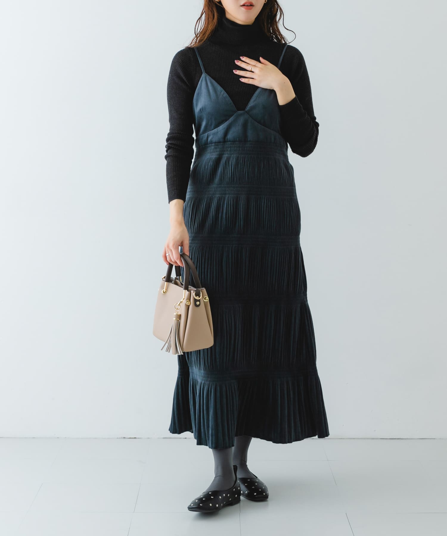 スタッズフラットシューズ BLACK 36