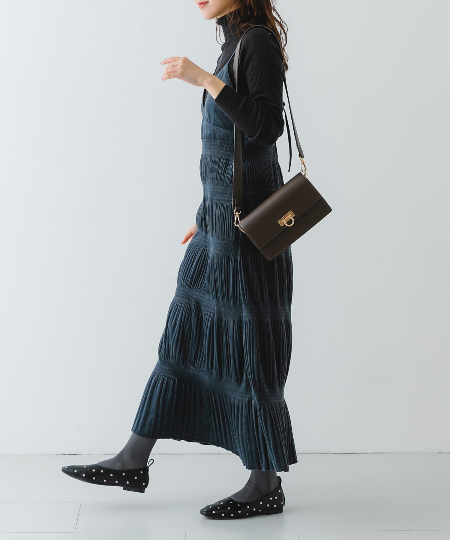 スタッズフラットシューズ BLACK 36