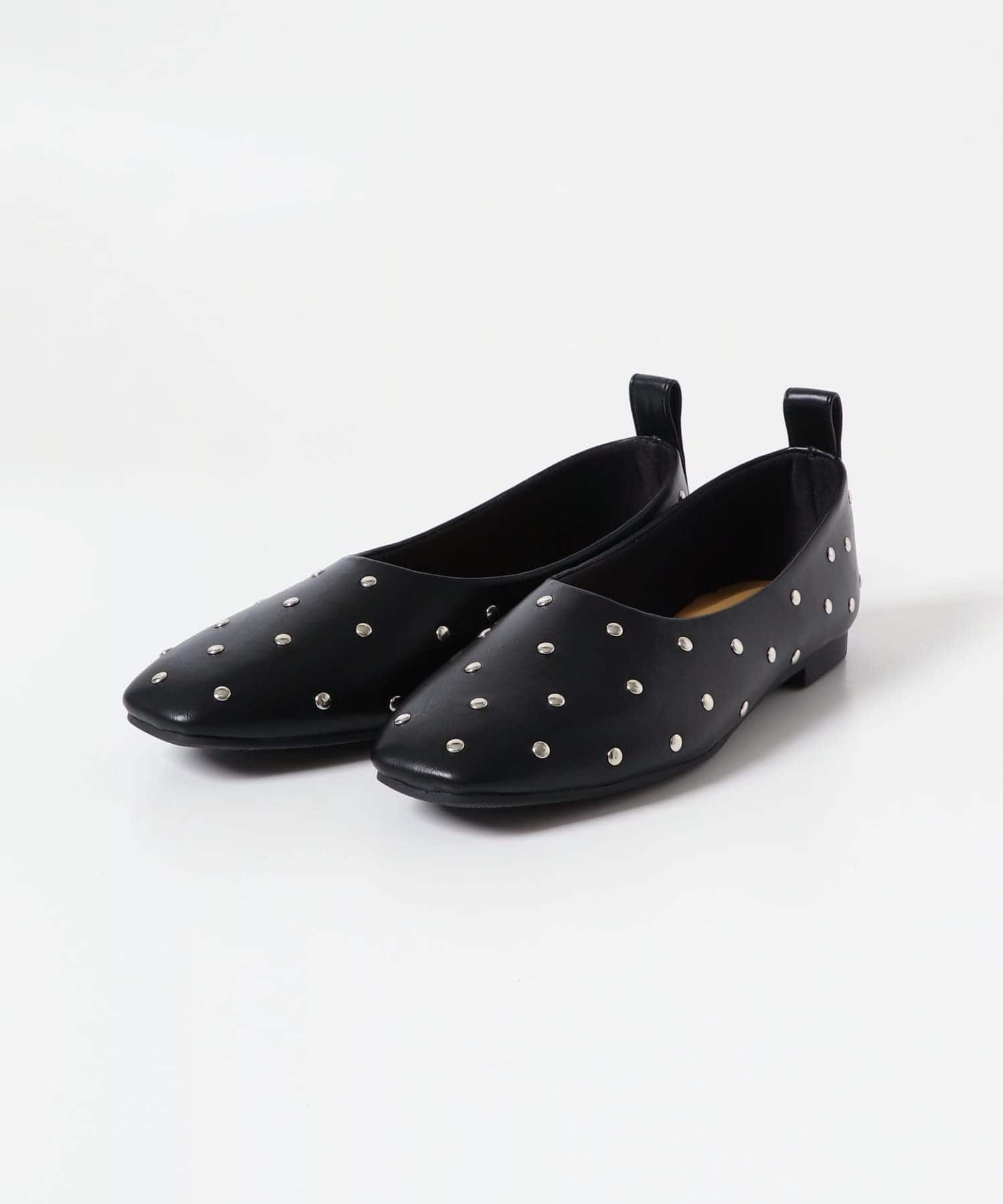 スタッズフラットシューズ BLACK 36