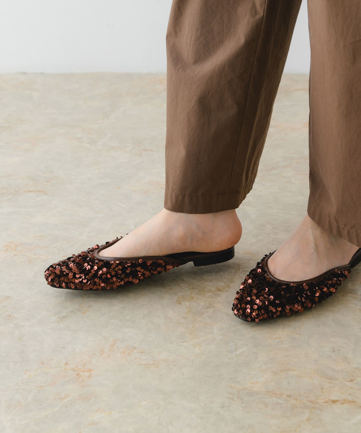 『MADE IN JAPAN』スパンコールミュール BROWN 38