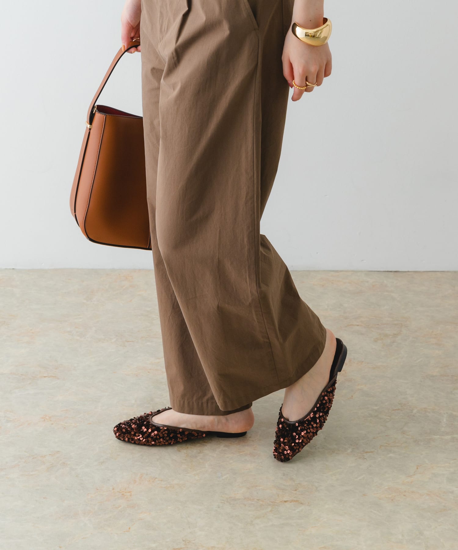 『MADE IN JAPAN』スパンコールミュール BROWN 38