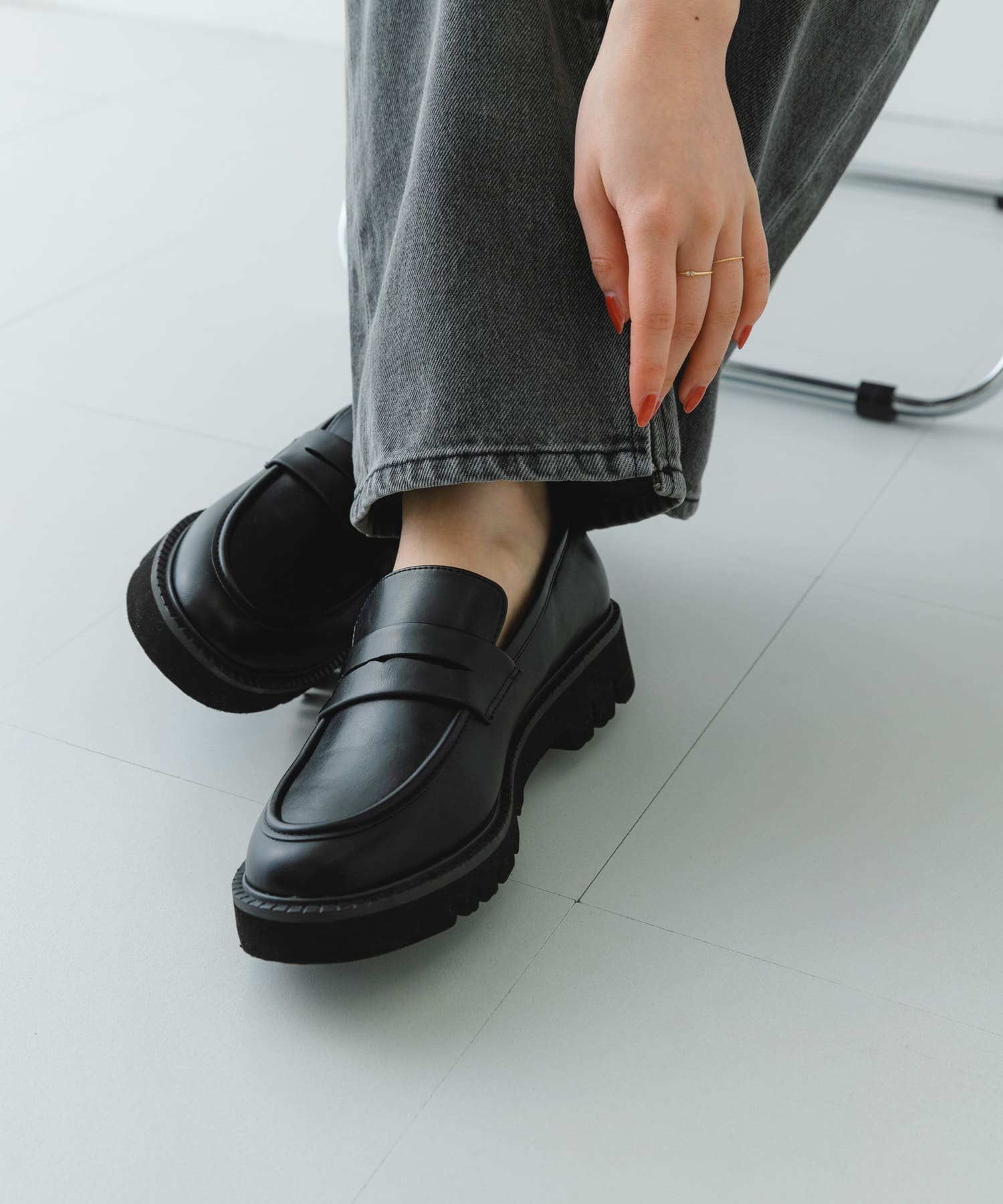 プラットフォームローファー(36 BLACK): シューズ｜URBAN