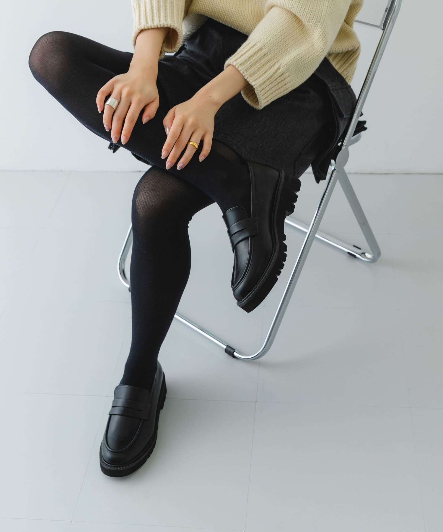プラットフォームローファー BLACK 36