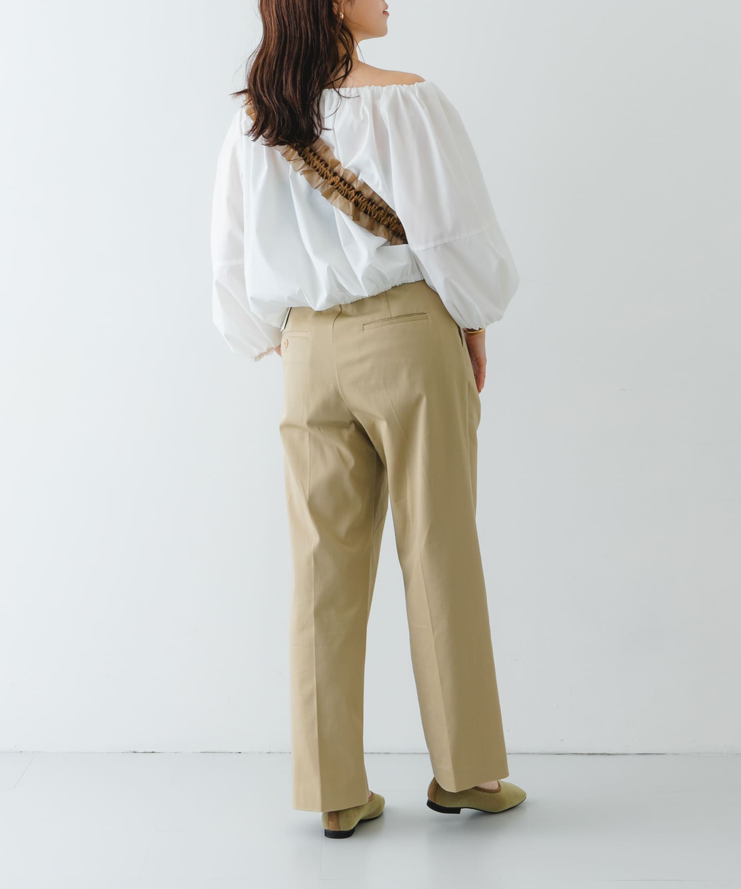 ギャザーチュールストラップ BROWN one