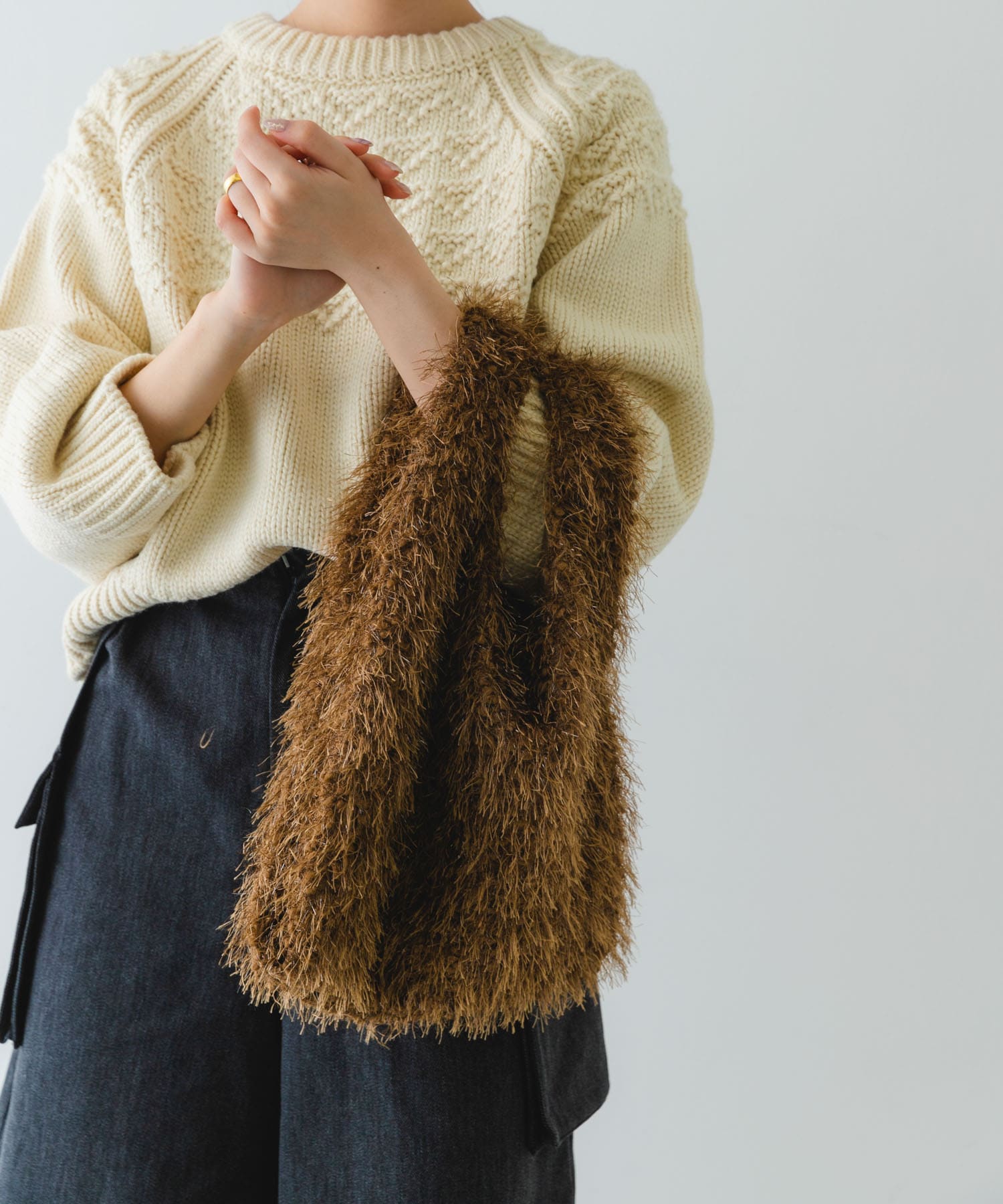 ラメシャギーショッパー BROWN one