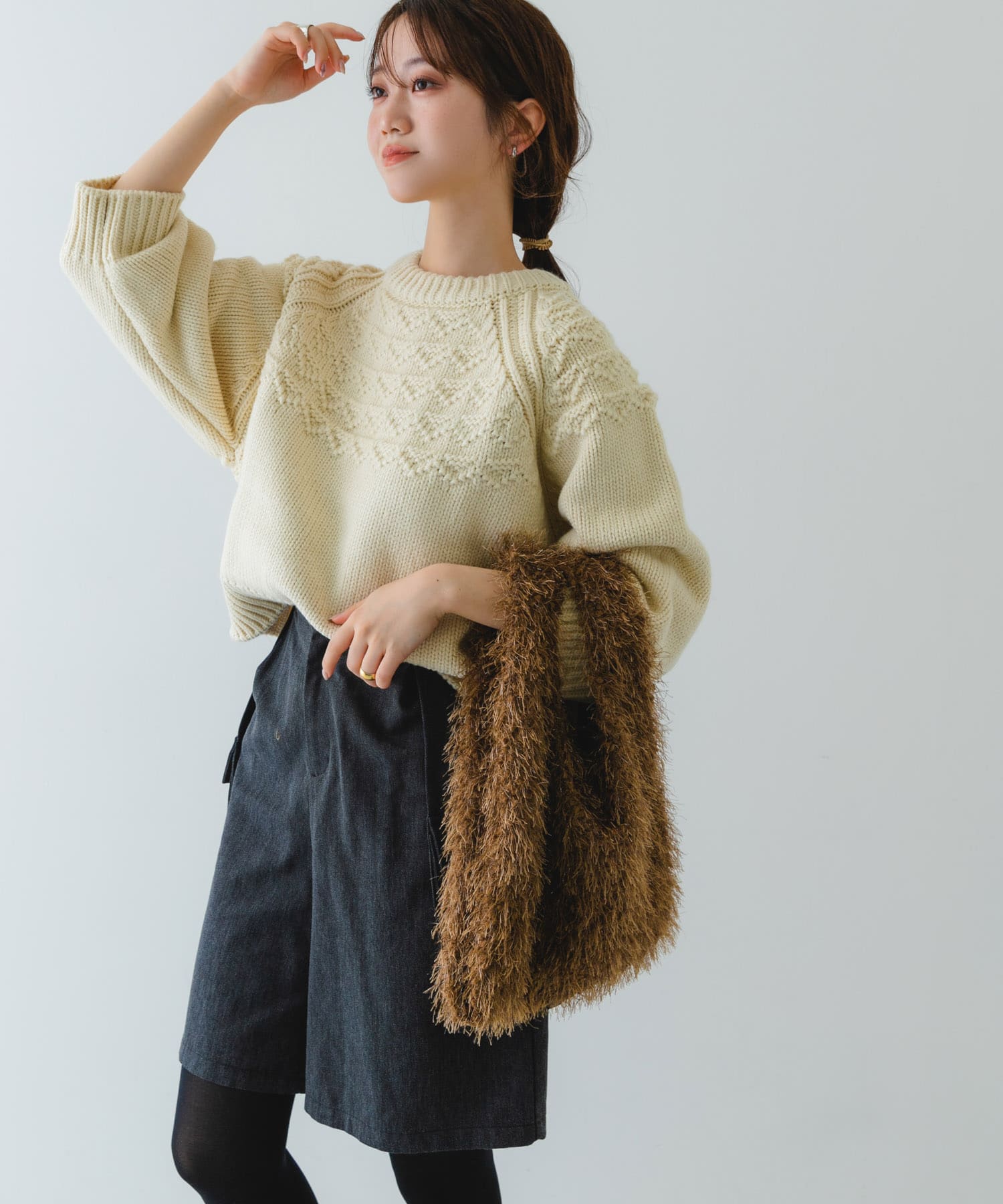 ラメシャギーショッパー BROWN one