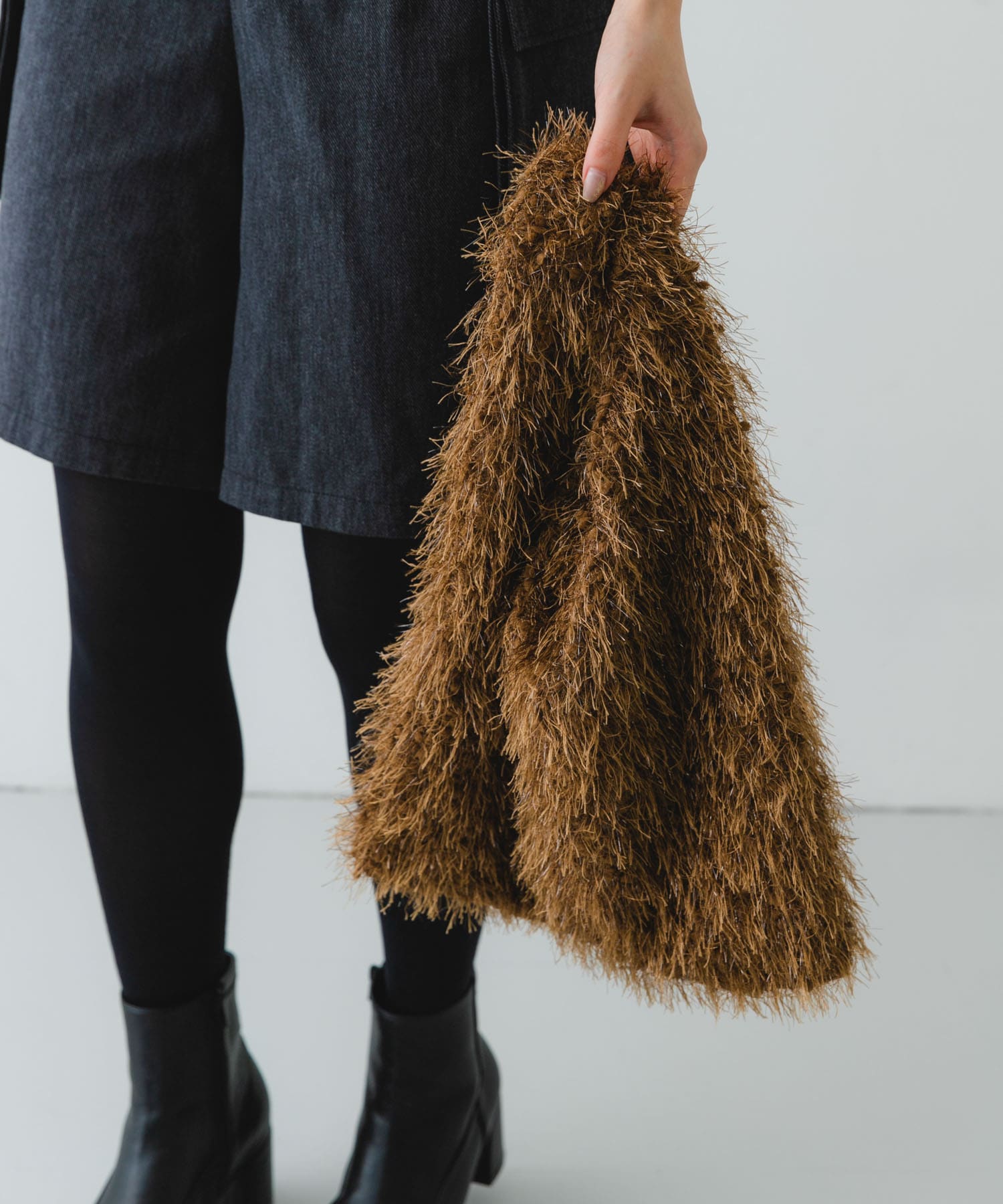 ラメシャギーショッパー BROWN one