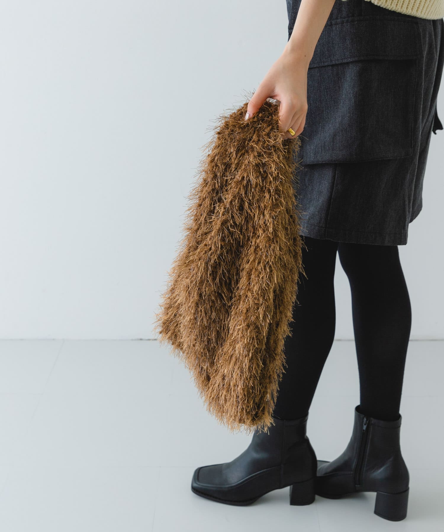 ラメシャギーショッパー BROWN one