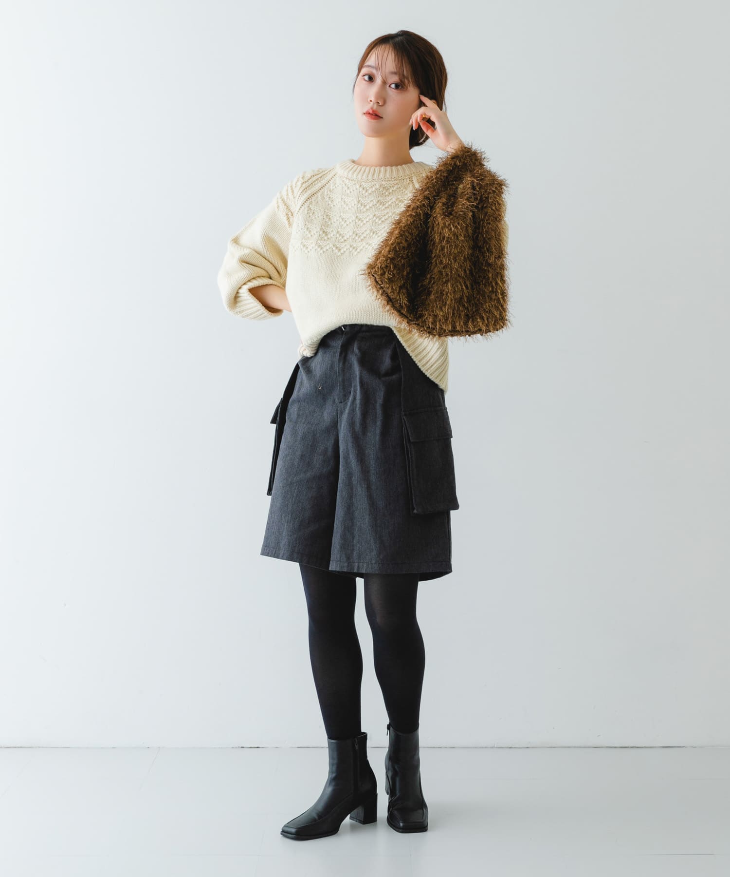 ラメシャギーショッパー BROWN one