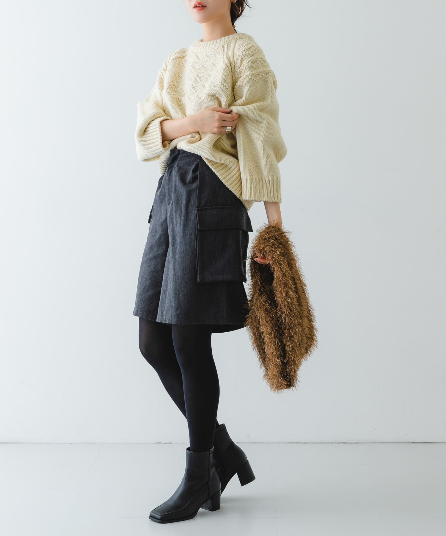 ラメシャギーショッパー BROWN one