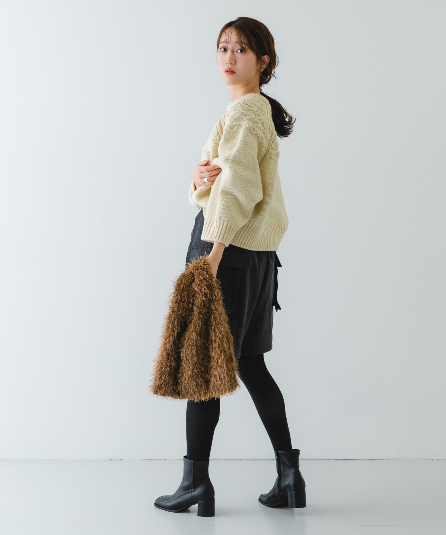 ラメシャギーショッパー BROWN one