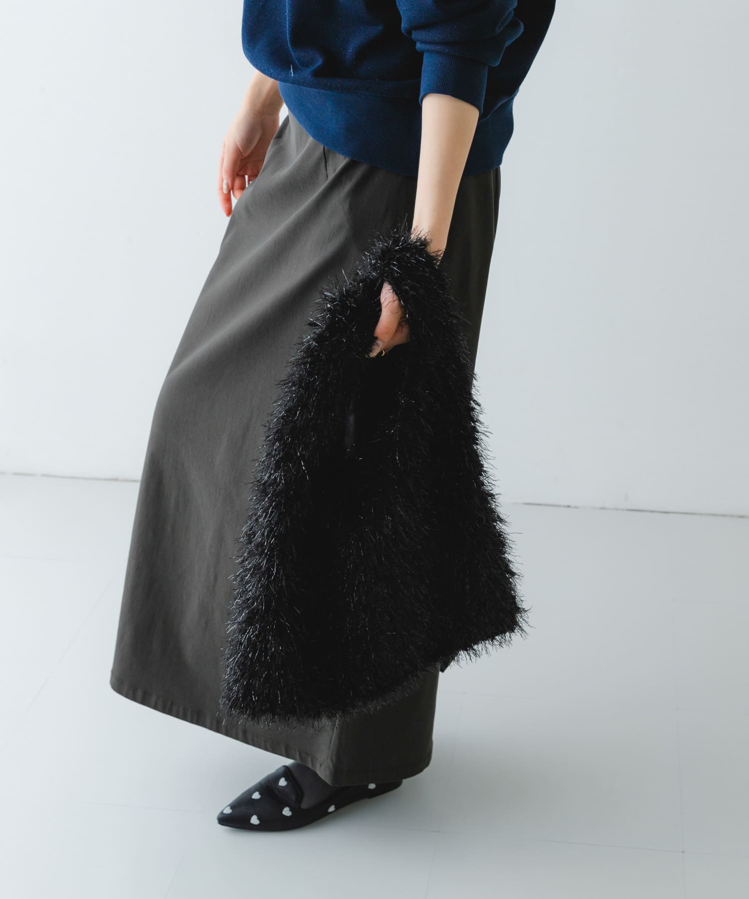 ラメシャギーショッパー BLACK one