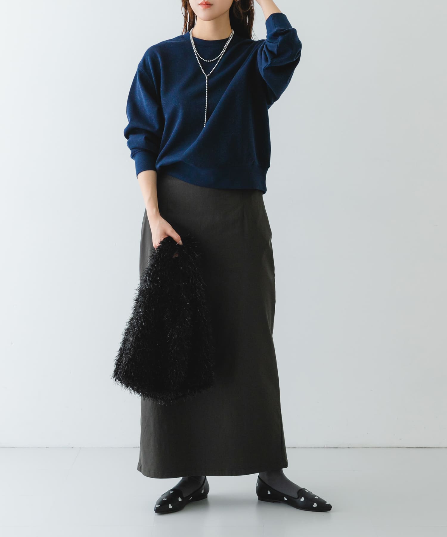 ラメシャギーショッパー BLACK one