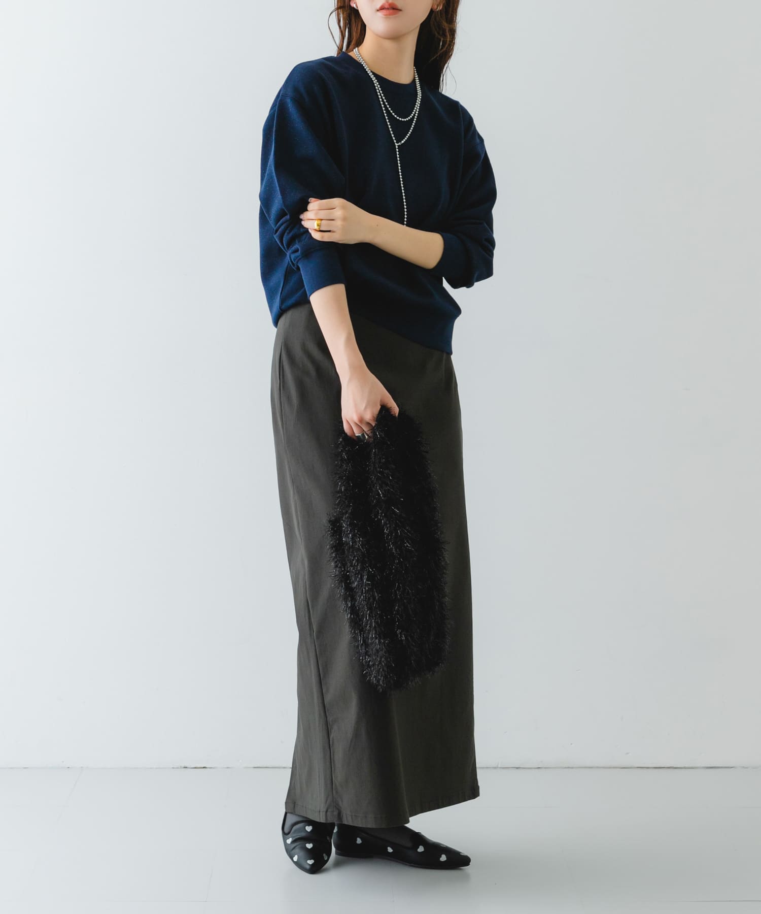 ラメシャギーショッパー BLACK one