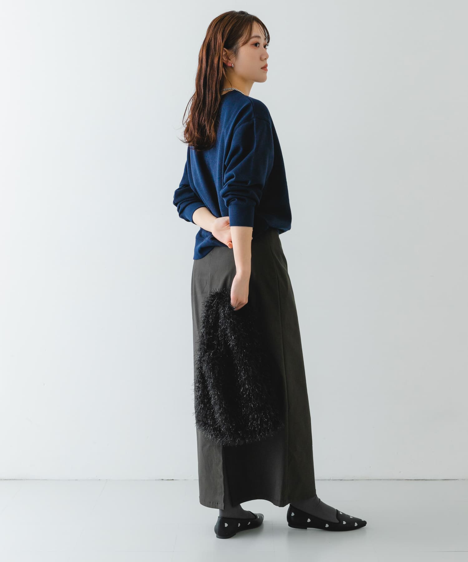 ラメシャギーショッパー BLACK one