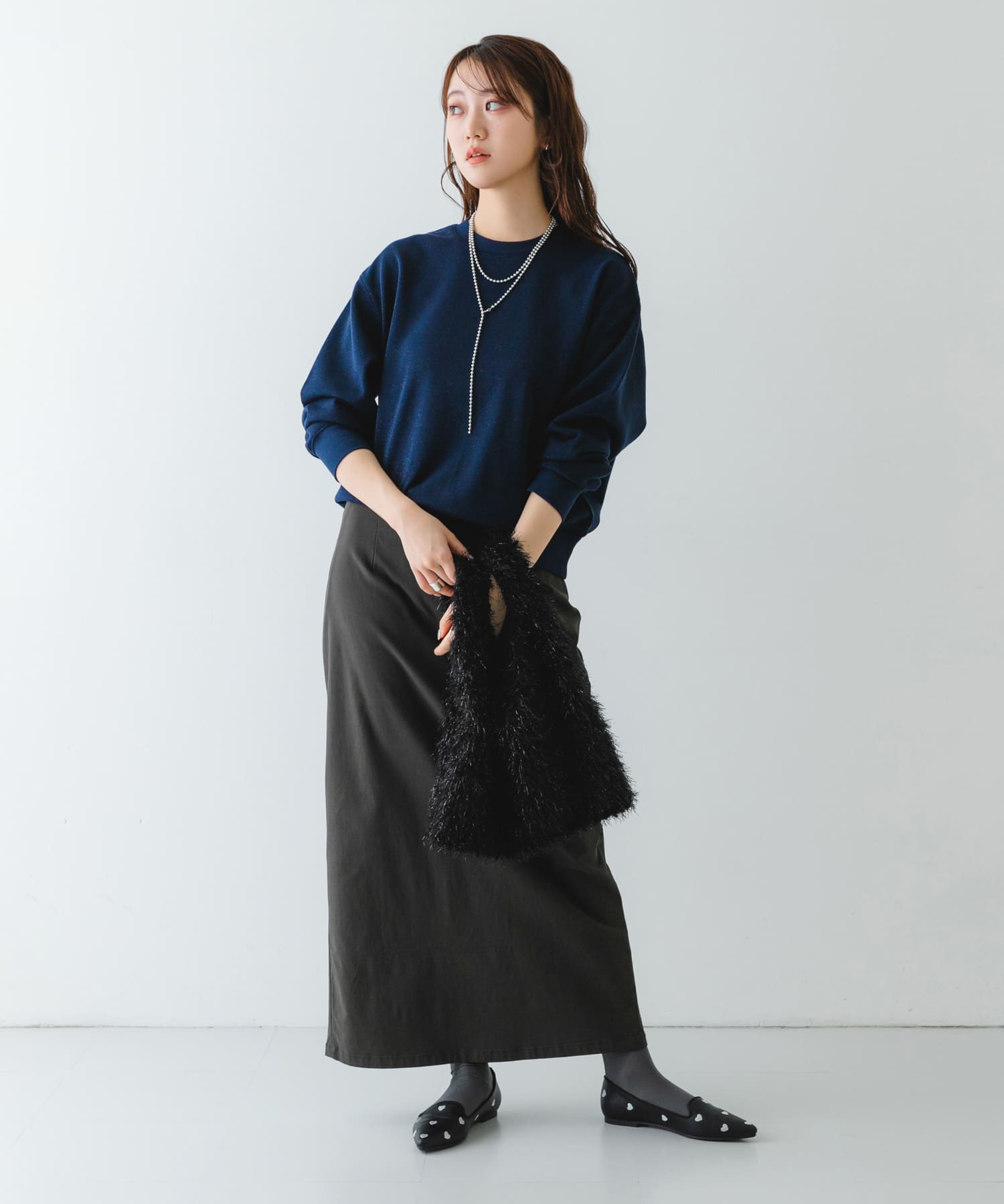 ラメシャギーショッパー BLACK one