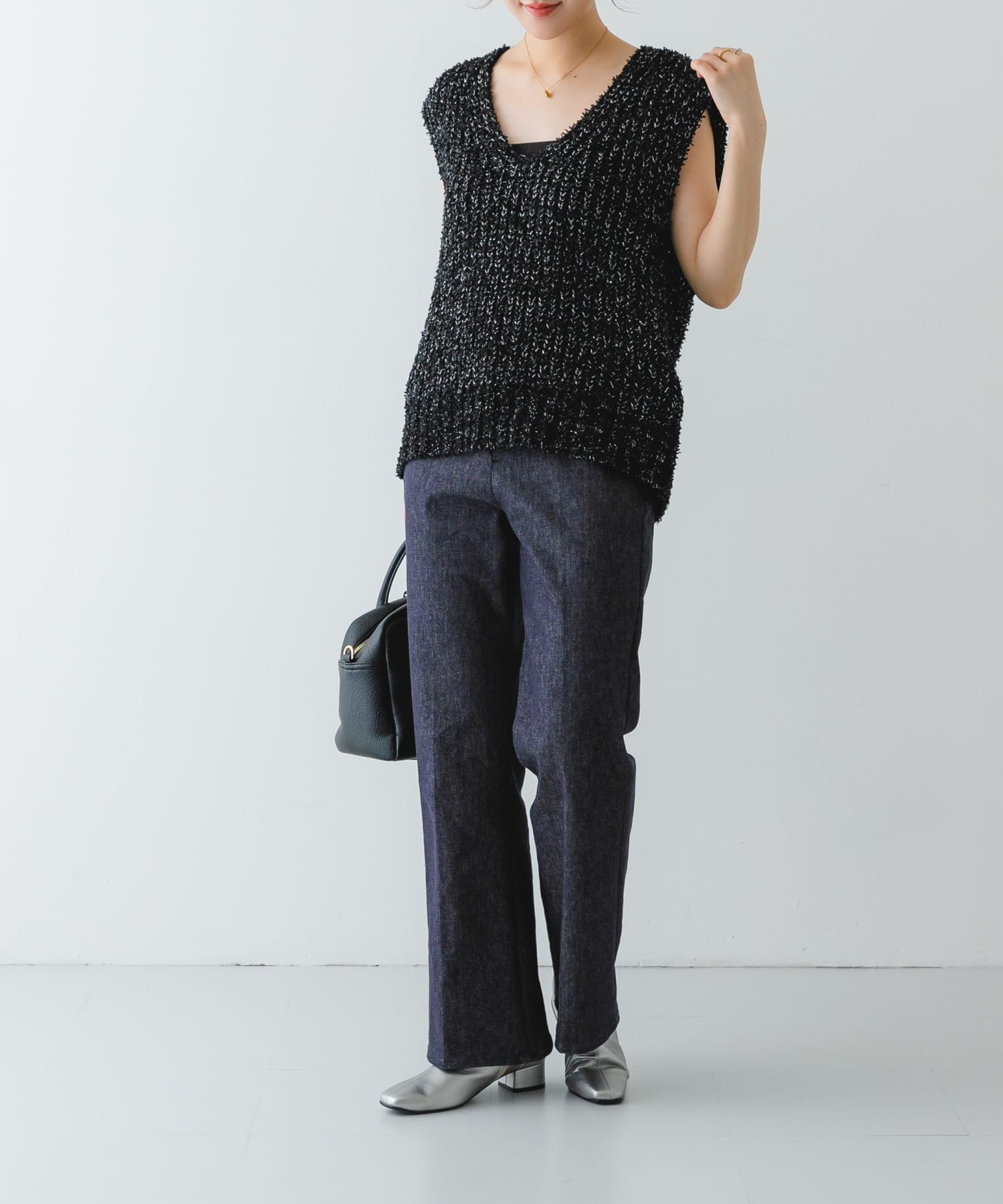 『MADE IN JAPAN』3センチスクエアトゥショートブーツ SILVER 38